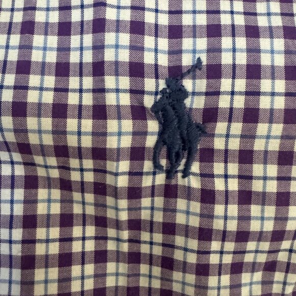 Polo Ralph Lauren Men Classic Plaid Button Up Shirt XL Dress Pony Purple Stretch - Picture 4 of 7